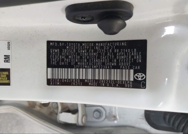 2021 TOYOTA COROLLA(VIN: 5YFEPMAEXMP223841