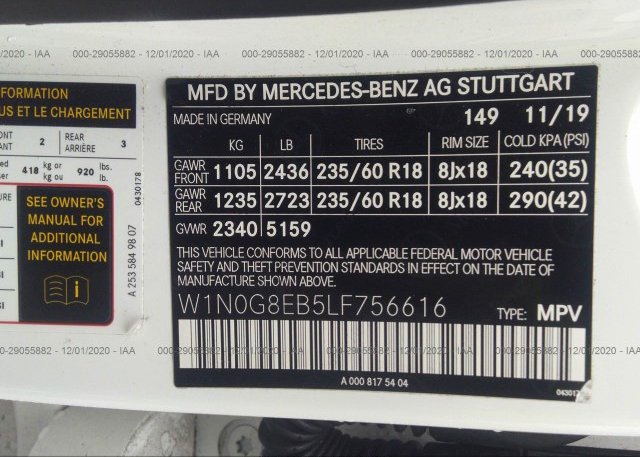 W1N0G8EB5LF756616 2020 MERCEDES-BENZ GLC