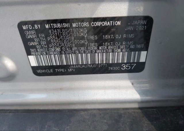 2021 MITSUBISHI OUTLANDER SPORT(VIN: JA4ARUAU7MU019771