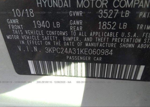 3KPC24A31KE060984 2019 HYUNDAI ACCENT