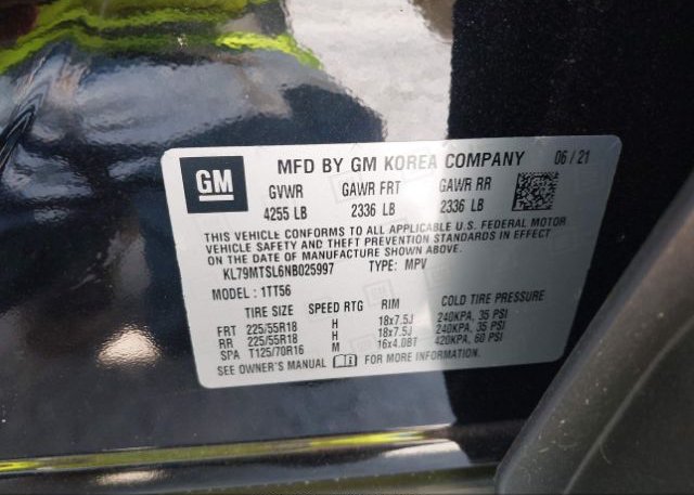 2022 CHEVROLET TRAILBLAZER(VIN: KL79MTSL6NB025997