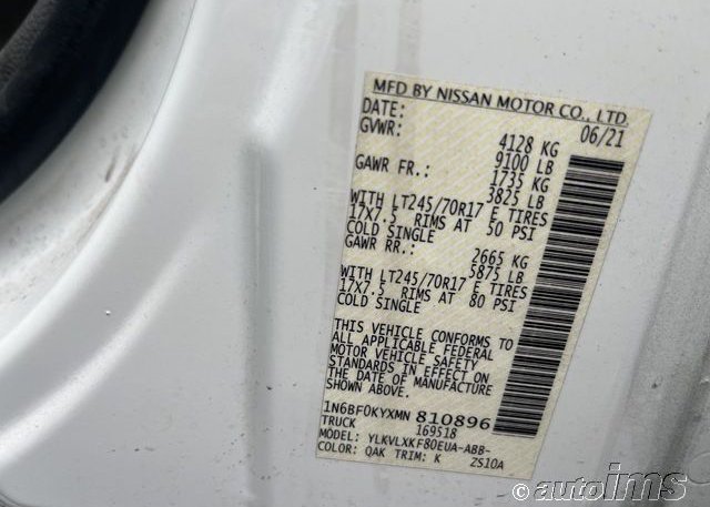 2021 NISSAN NV CARGO(VIN: 1N6BF0KYXMN810896