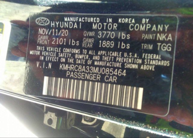 2021 HYUNDAI VENUE(VIN: KMHRC8A33MU085464