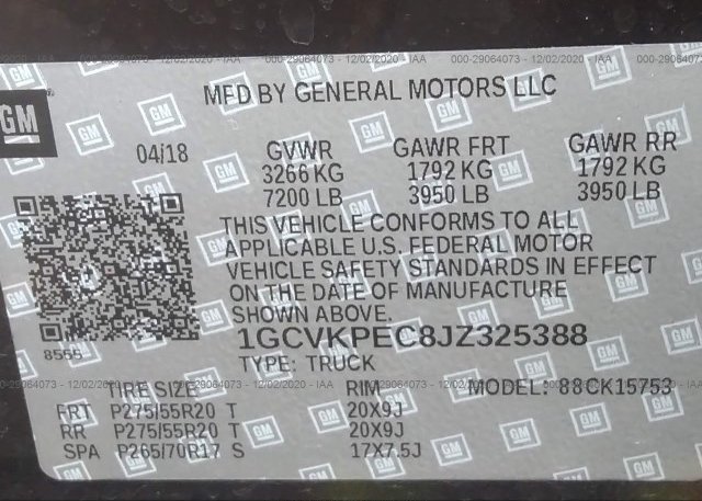 1GCVKPEC8JZ325388 2018 CHEVROLET SILVERADO 1500