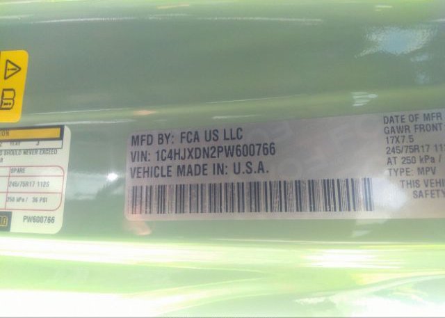 2023 JEEP WRANGLER(VIN: 1C4HJXDN2PW600766