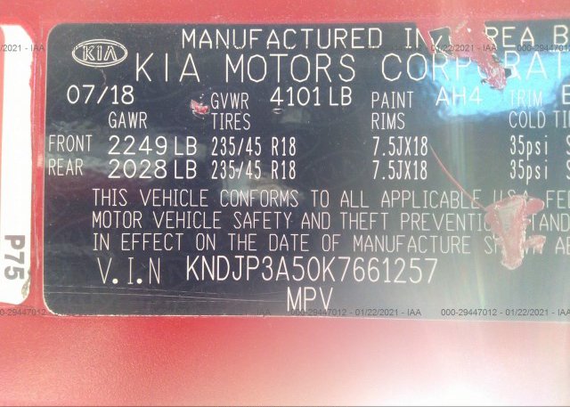 KNDJP3A50K7661257 2019 KIA SOUL