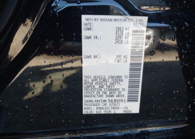 2021 NISSAN ALTIMA(VIN: 1N4BL4BV5MN368091