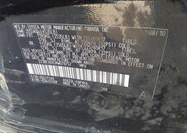 2T3BF4DV3AW078757 2010 TOYOTA RAV4