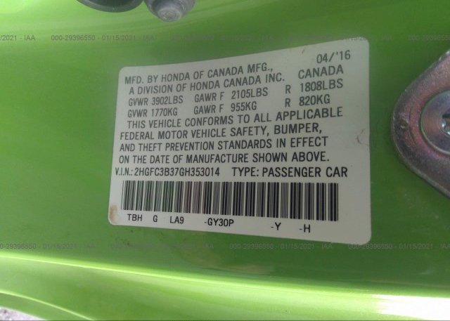 2HGFC3B37GH353014 2016 HONDA CIVIC COUPE