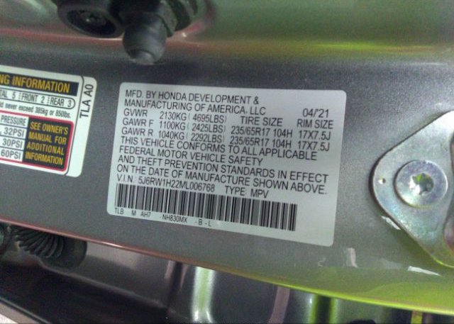 2021 HONDA CR-V(VIN: 5J6RW1H22ML006768