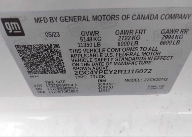 2024 CHEVROLET SILVERADO 2500HD(VIN: 2GC4YPEY2R1115072