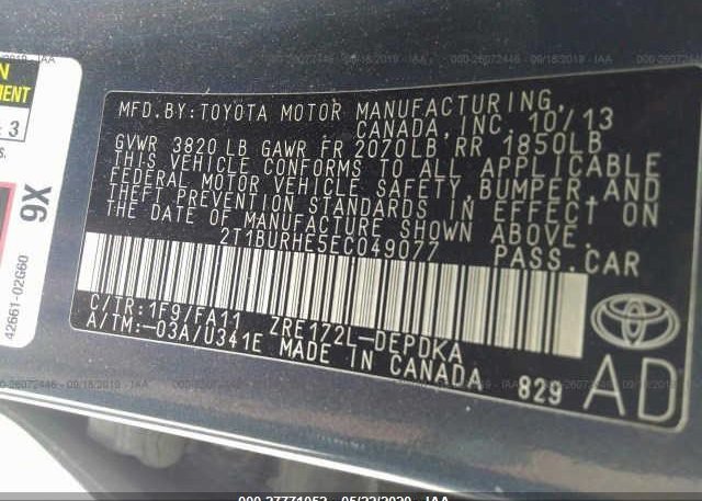 2T1BURHE5EC049077 2014 TOYOTA COROLLA