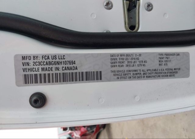 2022 CHRYSLER 300(VIN: 2C3CCABG6NH107694