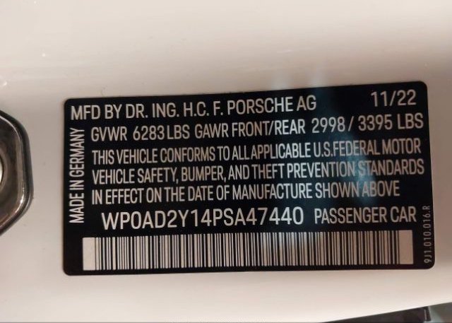 2023 PORSCHE TAYCAN(VIN: WP0AD2Y14PSA47440