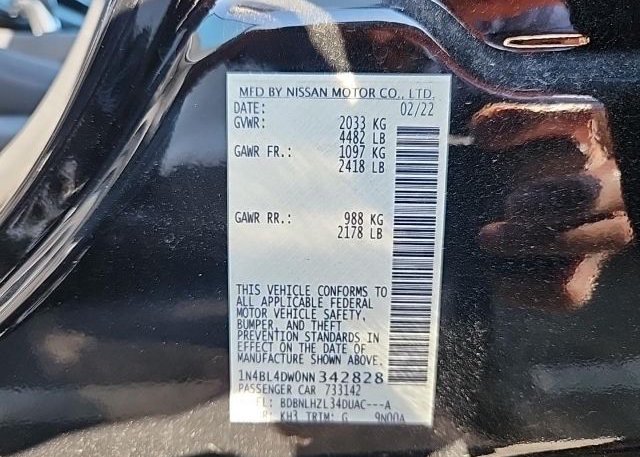 2022 NISSAN ALTIMA(VIN: 1N4BL4DW0NN342828