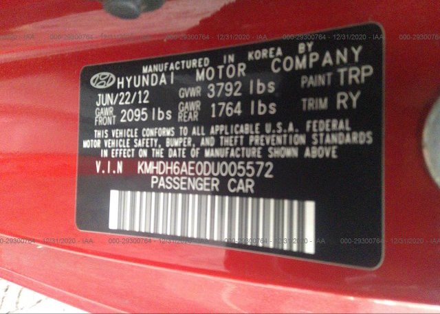 KMHDH6AE0DU005572 2013 HYUNDAI ELANTRA COUPE