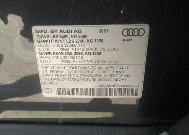2021 AUDI Q5(VIN: WA1AAAFY7M2059250