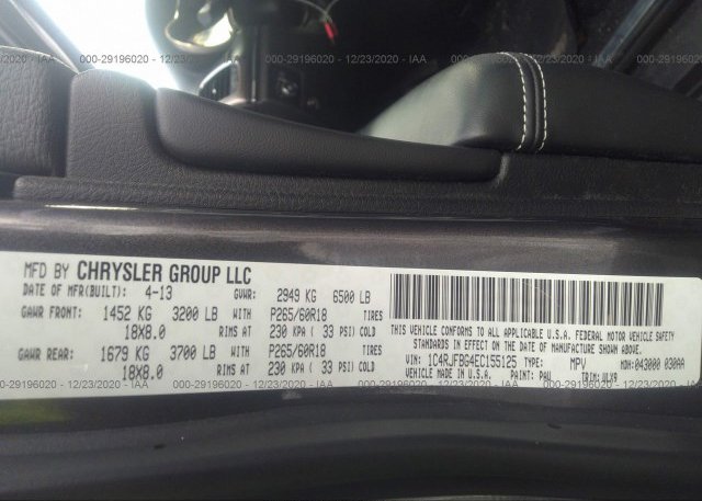 1C4RJFBG4EC155125 2014 JEEP GRAND CHEROKEE