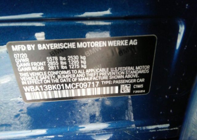 2021 BMW 5 SERIES(VIN: WBA13BK01MCF09717