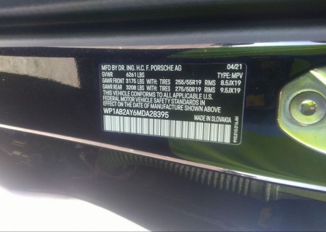 2021 PORSCHE CAYENNE(VIN: WP1AB2AY6MDA28395