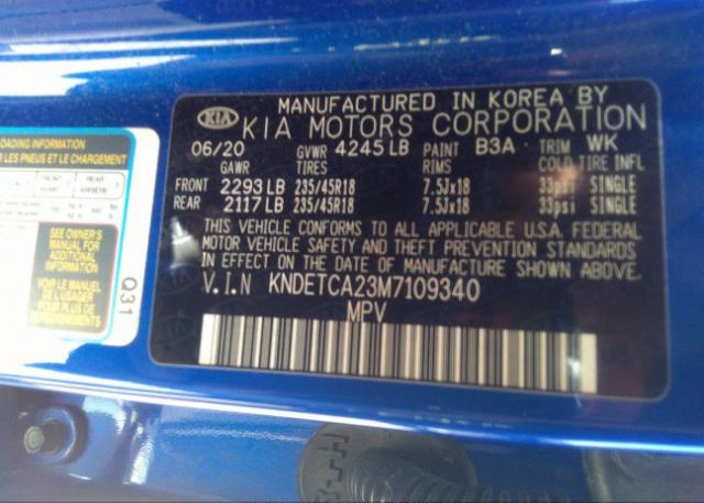 2021 KIA SELTOS(VIN: KNDETCA23M7109340