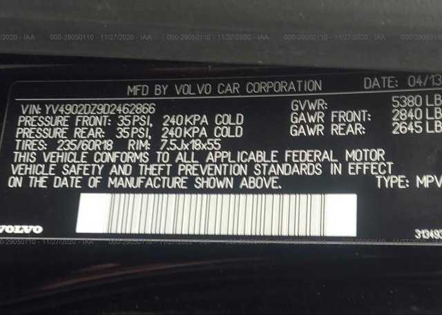 YV4902DZ9D2462866 2013 VOLVO XC60