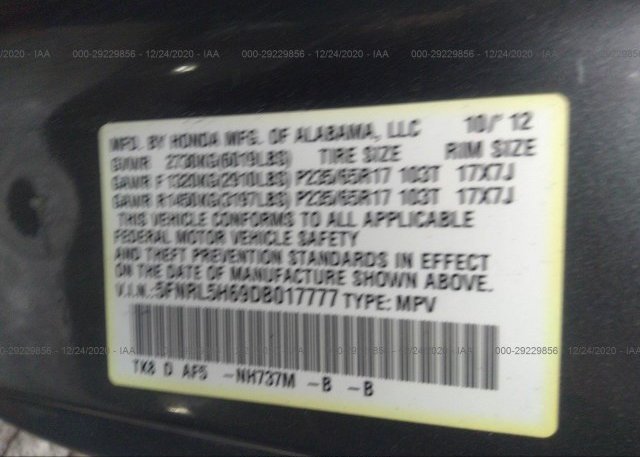 5FNRL5H69DB017777 2013 HONDA ODYSSEY