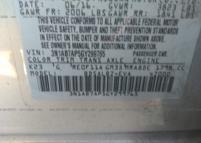 3N1AB7AP5GY299765 2016 NISSAN SENTRA