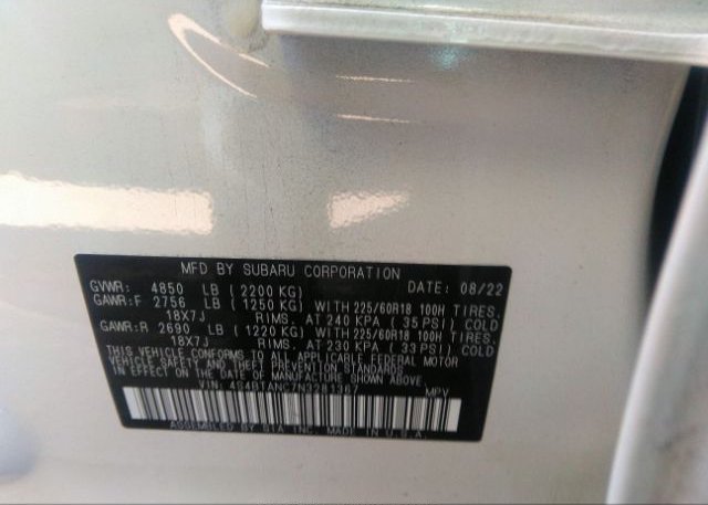 2022 SUBARU OUTBACK(VIN: 4S4BTANC7N3281367