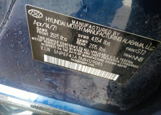 2021 HYUNDAI SONATA(VIN: 5NPEF4JA3MH129085