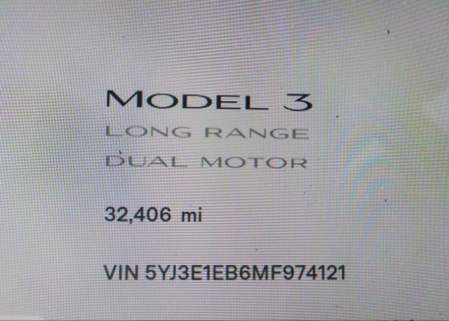 2021 TESLA MODEL 3(VIN: 5YJ3E1EB6MF974121