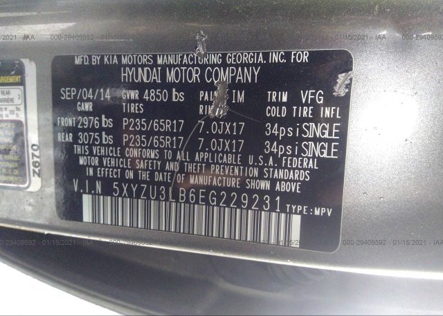 5XYZU3LB6EG229231 2014 HYUNDAI SANTA FE SPORT