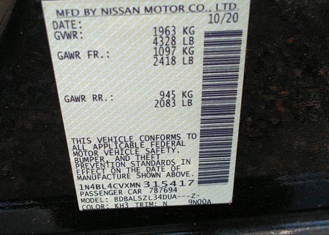 2021 NISSAN ALTIMA(VIN: 1N4BL4CVXMN315417