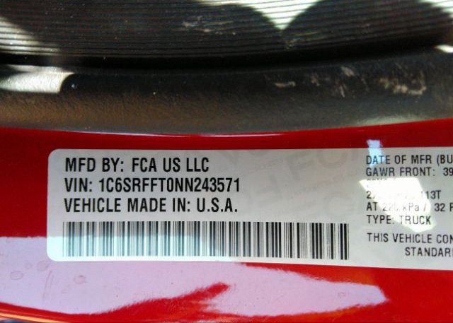 2022 RAM 1500(VIN: 1C6SRFFT0NN243571
