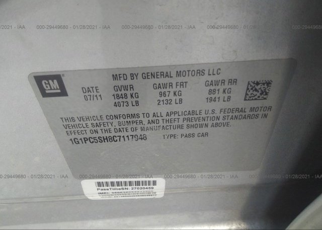 1G1PC5SH8C7117948 2012 CHEVROLET CRUZE