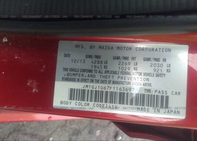 JM1GJ1U67F1163697 2015 MAZDA MAZDA6