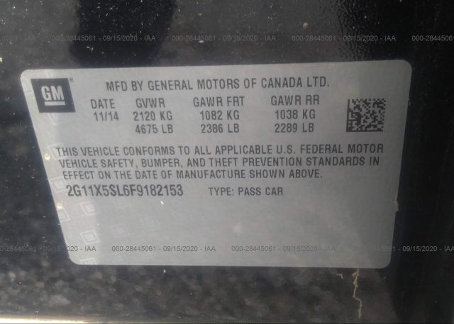 2G11X5SL6F9182153 2015 CHEVROLET IMPALA