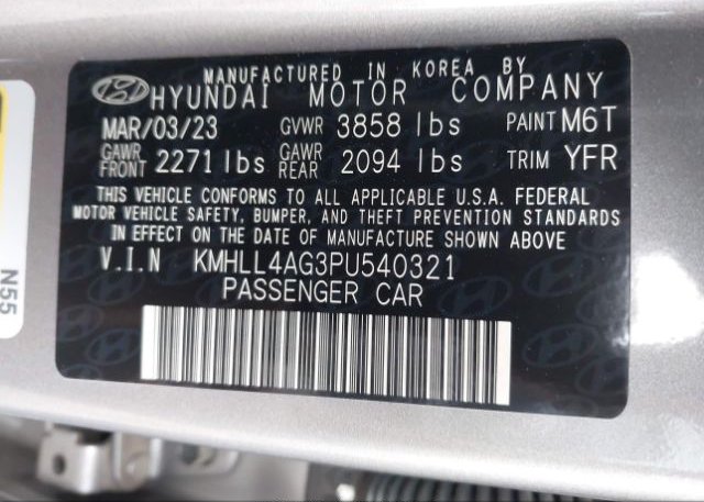 2023 HYUNDAI ELANTRA(VIN: KMHLL4AG3PU540321