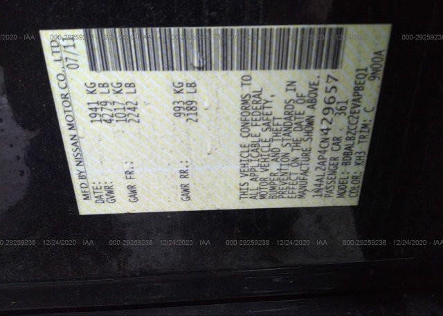 1N4AL2AP4CN429657 2012 NISSAN ALTIMA