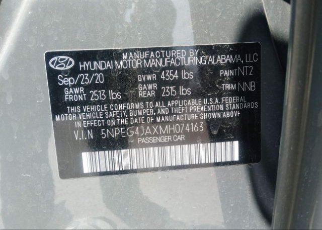 2021 HYUNDAI SONATA(VIN: 5NPEG4JAXMH074163