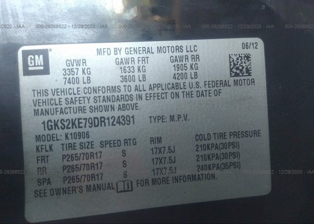1GKS2KE79DR124391 2013 GMC YUKON XL