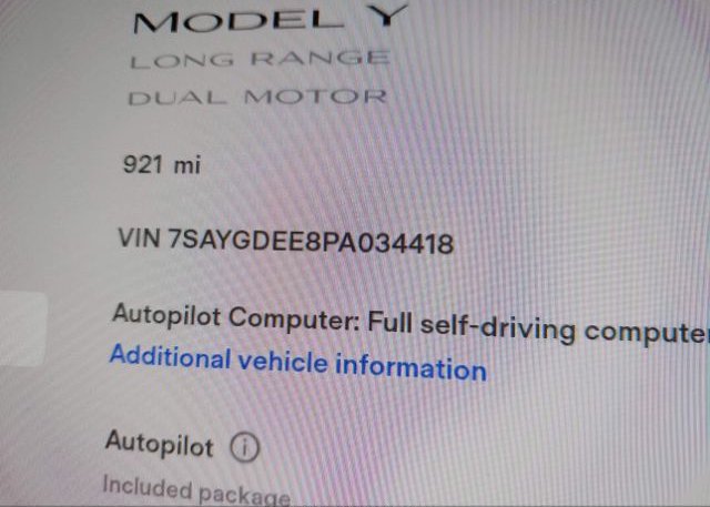 2023 TESLA MODEL Y(VIN: 7SAYGDEE8PA034418