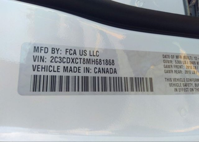 2021 DODGE CHARGER(VIN: 2C3CDXCT8MH681868