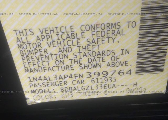 1N4AL3AP4FN399764 2015 NISSAN ALTIMA
