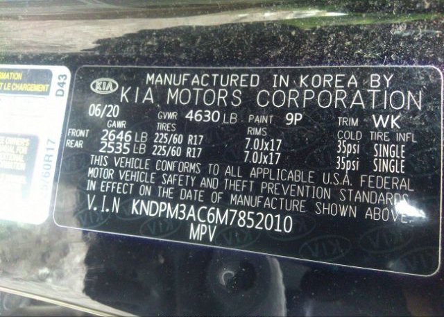 2021 KIA SPORTAGE(VIN: KNDPM3AC6M7852010