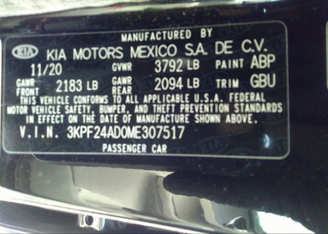 2021 KIA FORTE(VIN: 3KPF24AD0ME307517