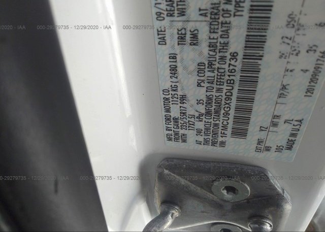 1FMCU9GX9DUB16736 2013 FORD ESCAPE