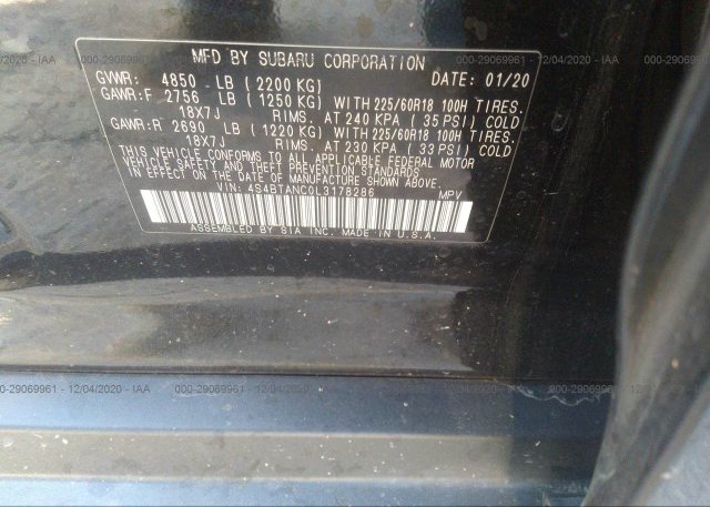 4S4BTANC0L3178286 2020 SUBARU OUTBACK