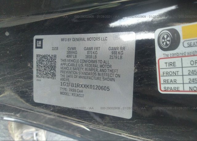 1G1FB1RXXK0120605 2019 CHEVROLET CAMARO