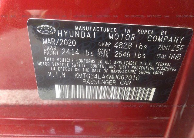 KMTG34LA4MU067010 2021 GENESIS G70 2.0T
